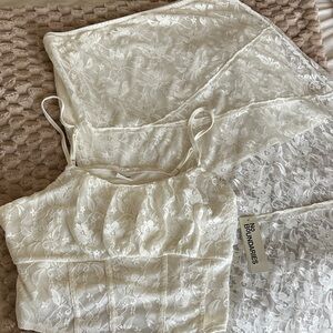 No Boundaries Cream Lace Chemise 2 piece Set